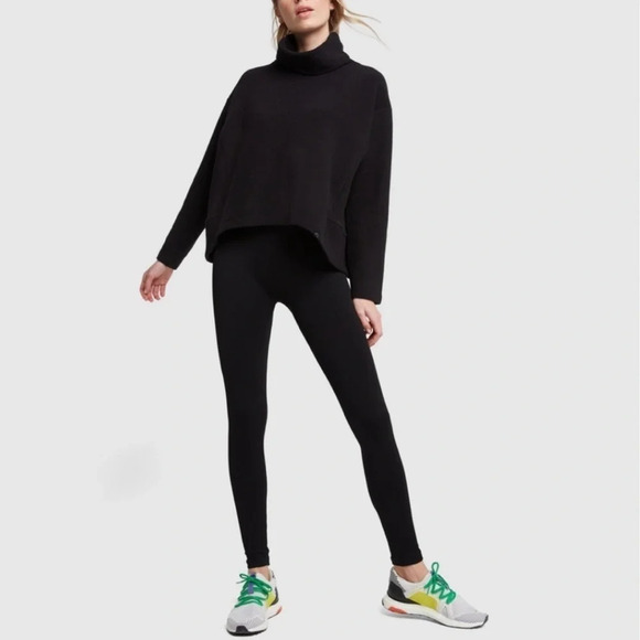 VARLEY Colina Black Ribbed Oversized Turtleneck Sweater - Picture 3 of 13